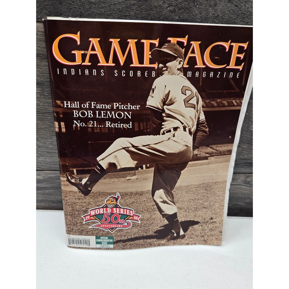 Cleveland Indians Game Face Magazine Bob Lemon 1948 World Series 50th Anniversar